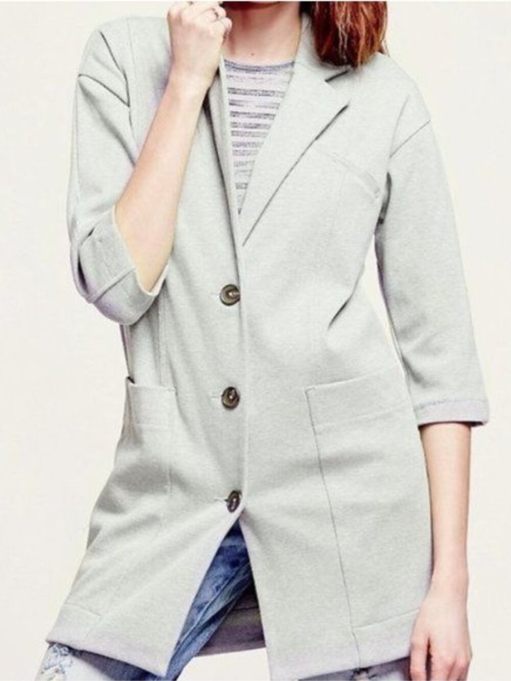 Free People | Whole Story Knit Jacket Blazer Grey
